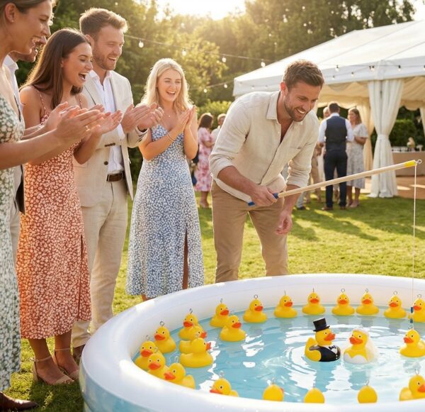 Wedding Hook a Duck Set – 13 Ducks, Bride & Groom Ducks with Rod Wedding Hook a Duck Set – 13 Ducks, Bride & Groom Ducks with Rod